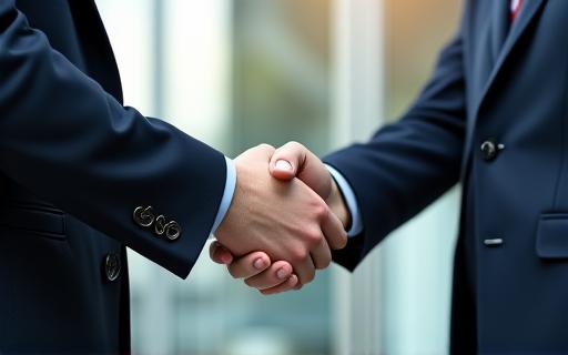 Symbolizing talent acquisition with a professional handshake.